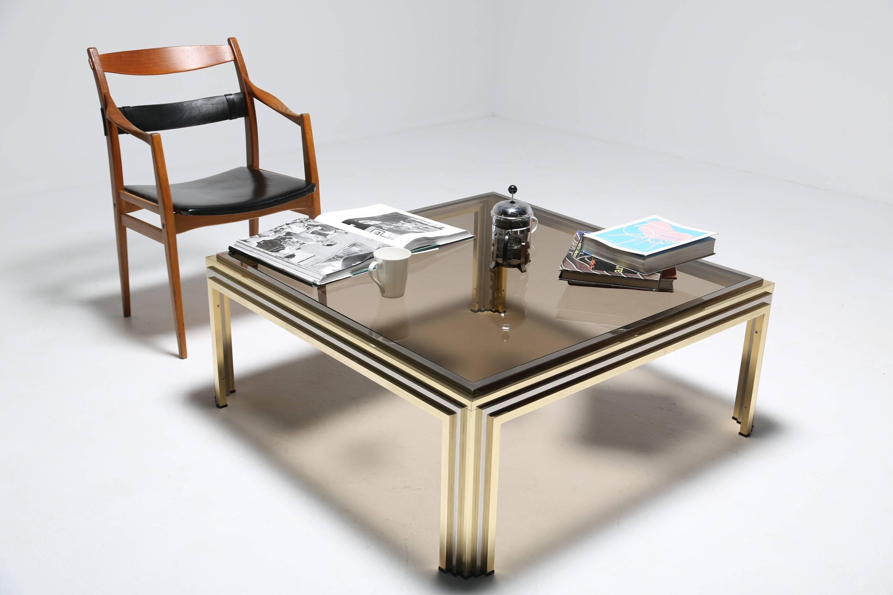 Romeo Rega brass and chrome mid-century coffee table. 2