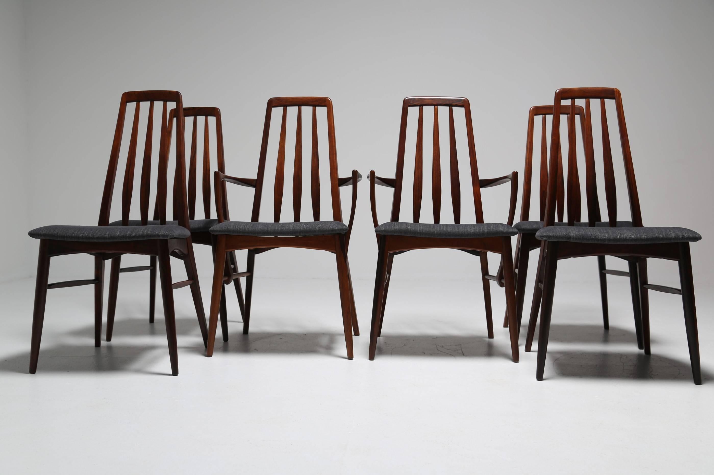 Mid-Century Modern Niels Koefoed Danish hardwood dining chairs, Denmark 1960s.