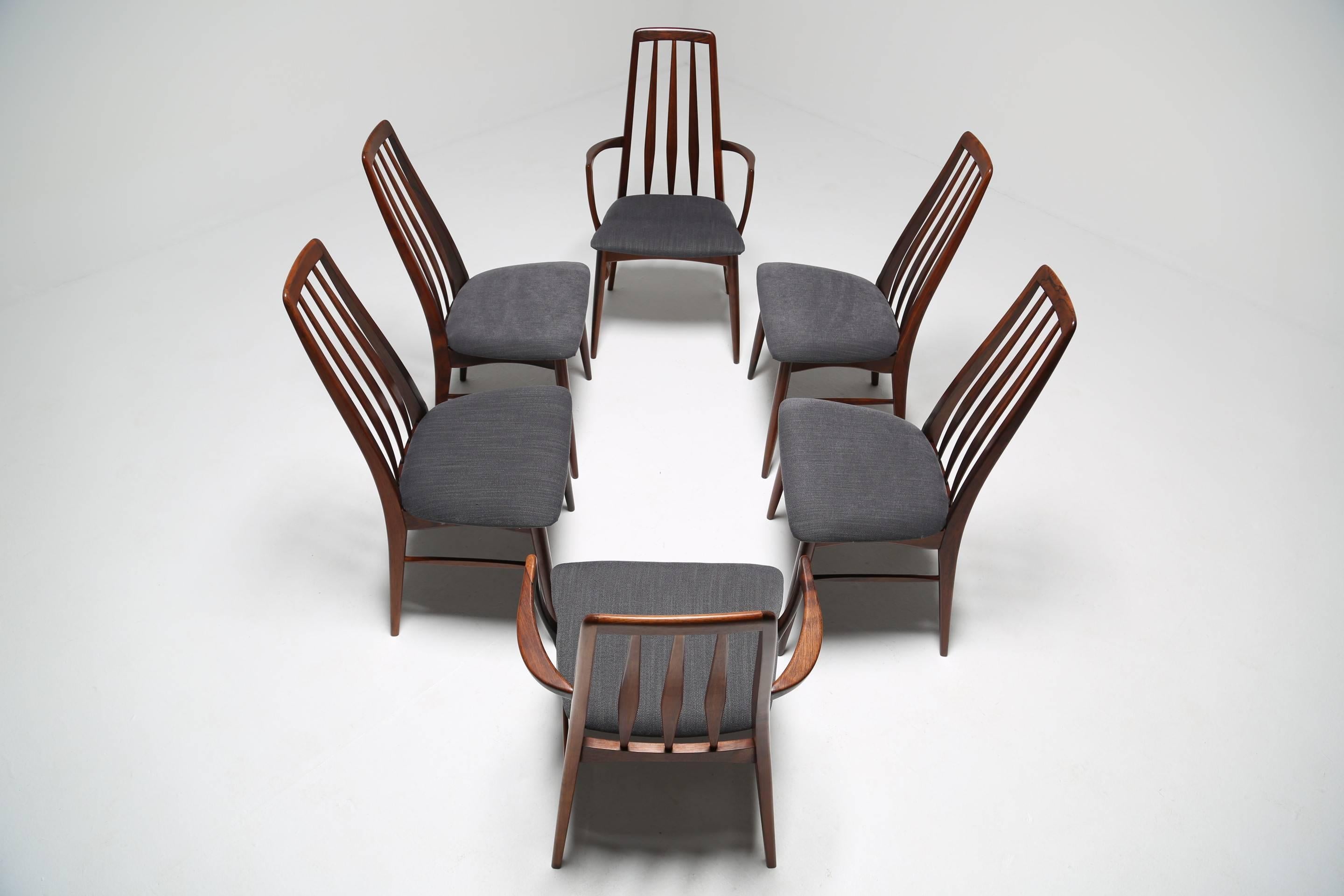 Mid-20th Century Niels Koefoed Danish hardwood dining chairs, Denmark 1960s.