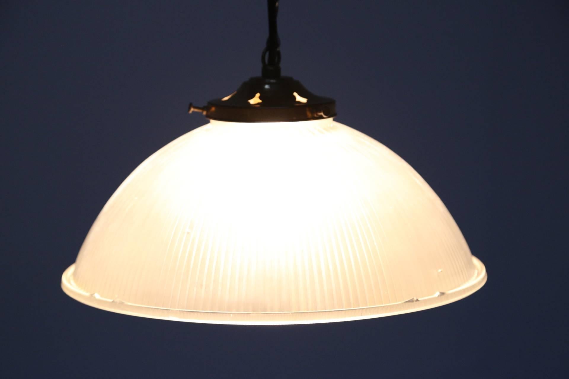Mid-20th Century Mid-Century Large Industrial Holophane Lamp