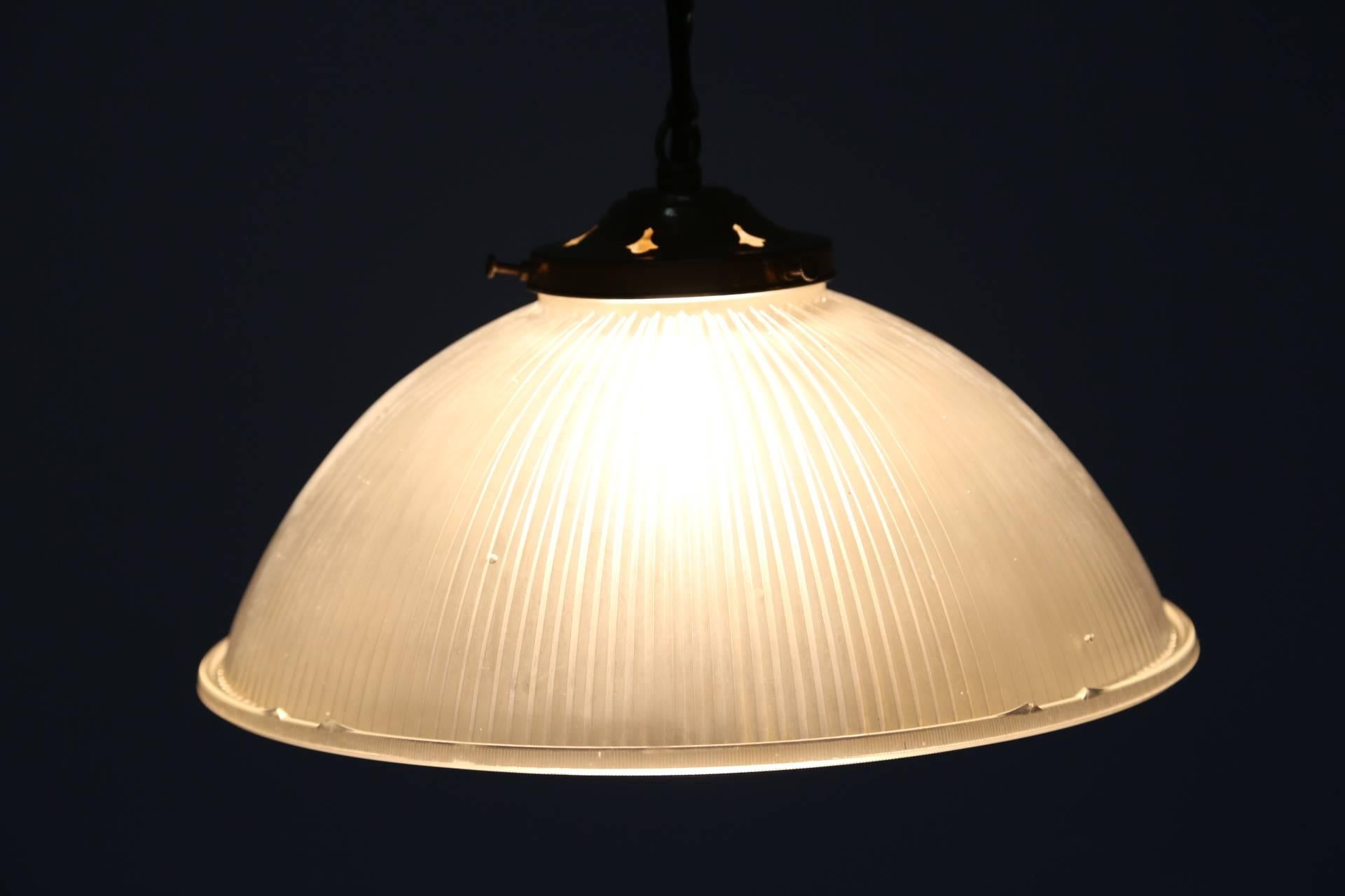 Mid-Century Large Industrial Holophane Lamp 2