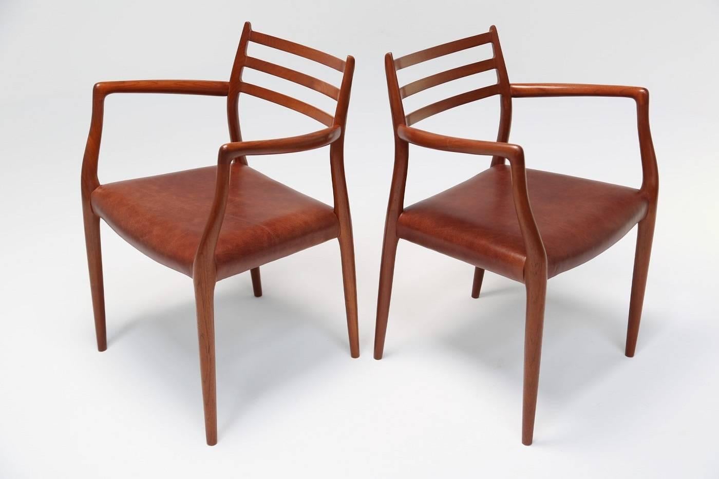 Niels Moller Model 62 Carvers in Teak and Leather 4