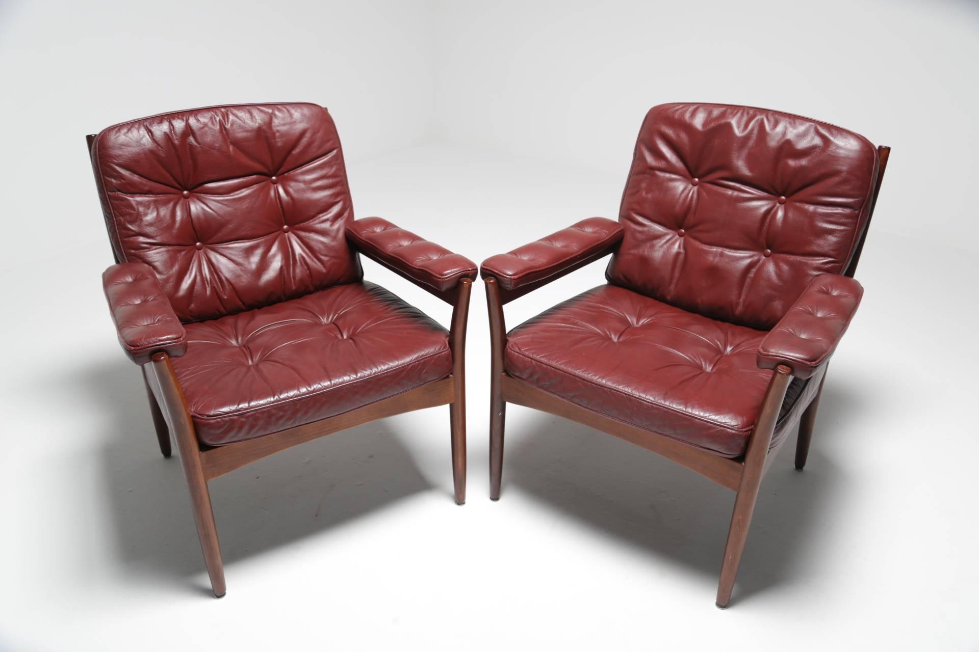 Mid-Century Modern Gote Mobler Scandinavian modern leather armchairs
