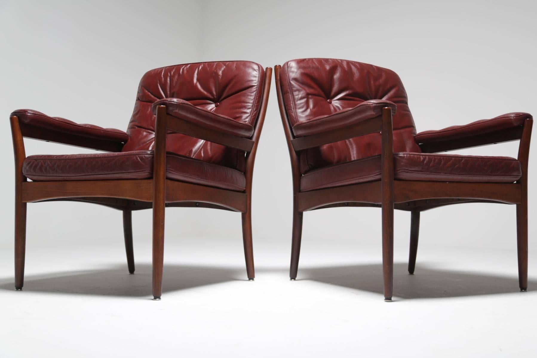 Swedish Gote Mobler Scandinavian modern leather armchairs