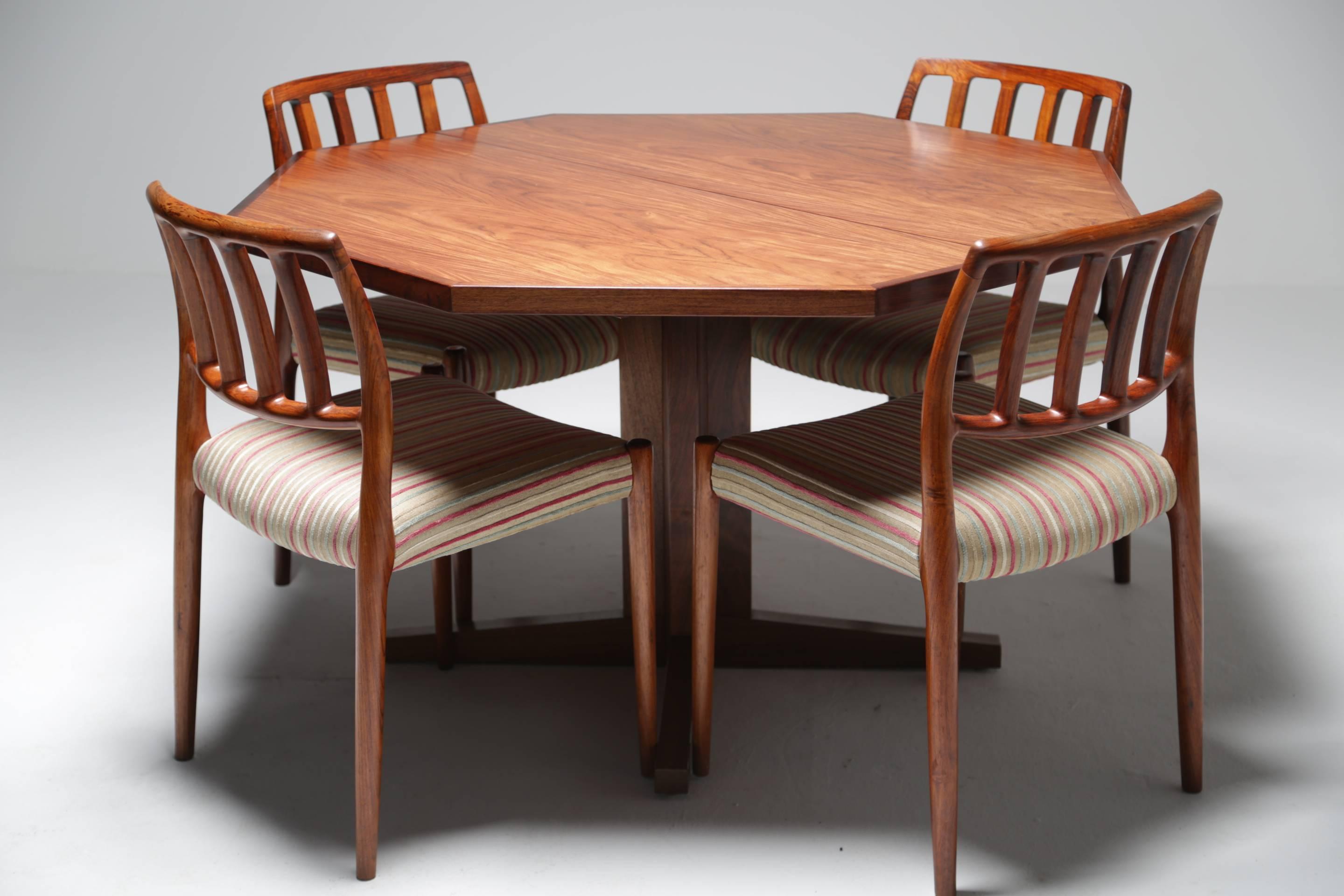 Midcentury Rosewood Octagonal Dining Table by Dyrlund, Denmark In Good Condition In Oberstown, Lusk, IE