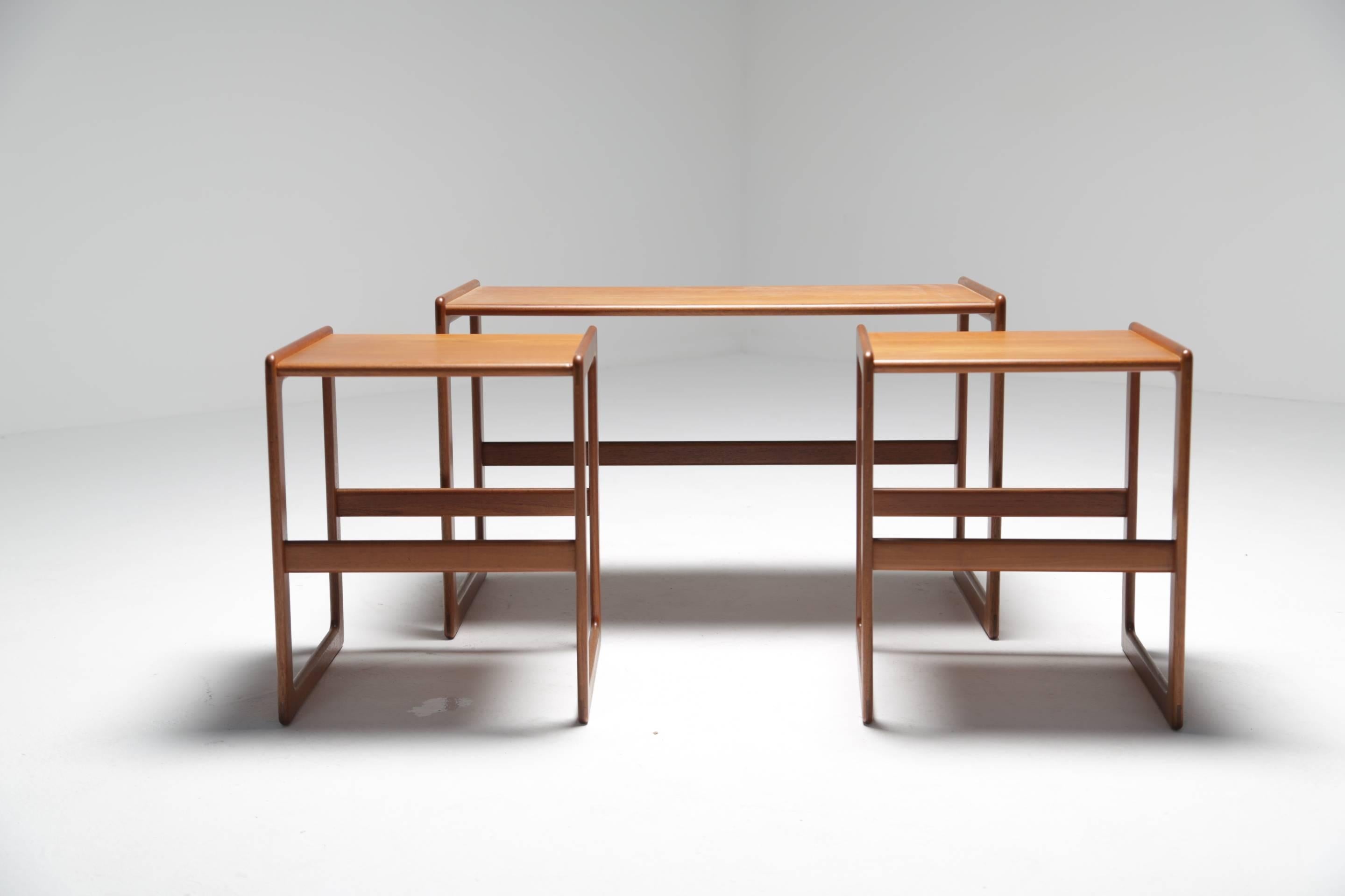 20th Century  Arne Hovmand Olsen Scandinavian modern teak nesting tables
