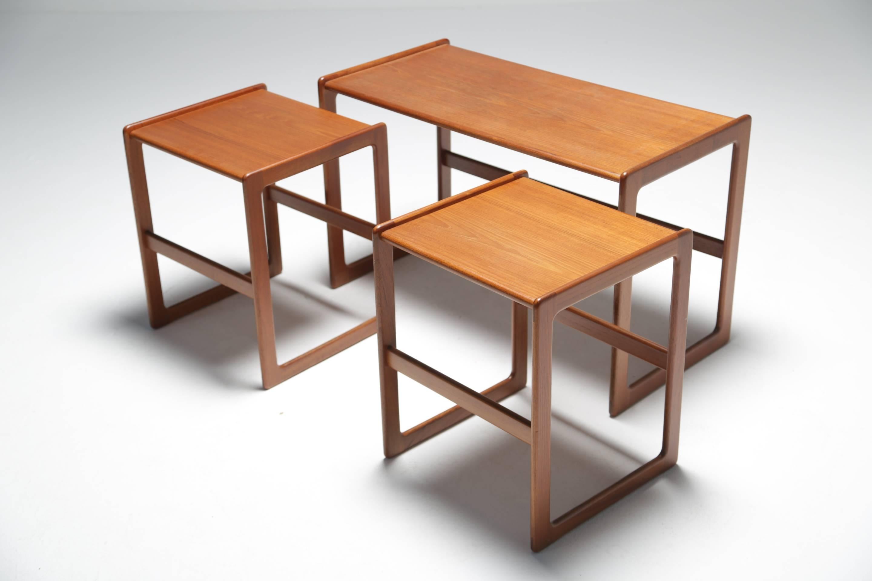 Teak  Arne Hovmand Olsen Scandinavian modern teak nesting tables