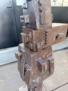 Brutalist Ceramic Totem Sculpture — Black, by Ingrid Vermulst