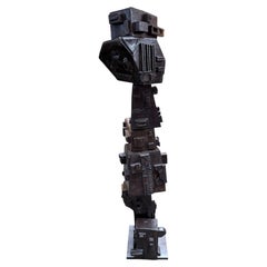 Brutalist Ceramic Totem Sculpture — Black, by Ingrid Vermulst