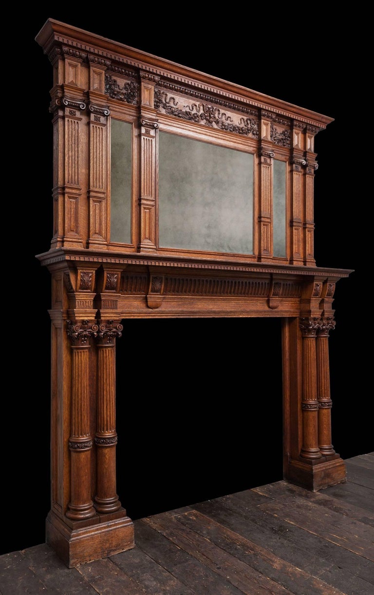 Large Antique Wooden Mantel For Sale at 1stdibs