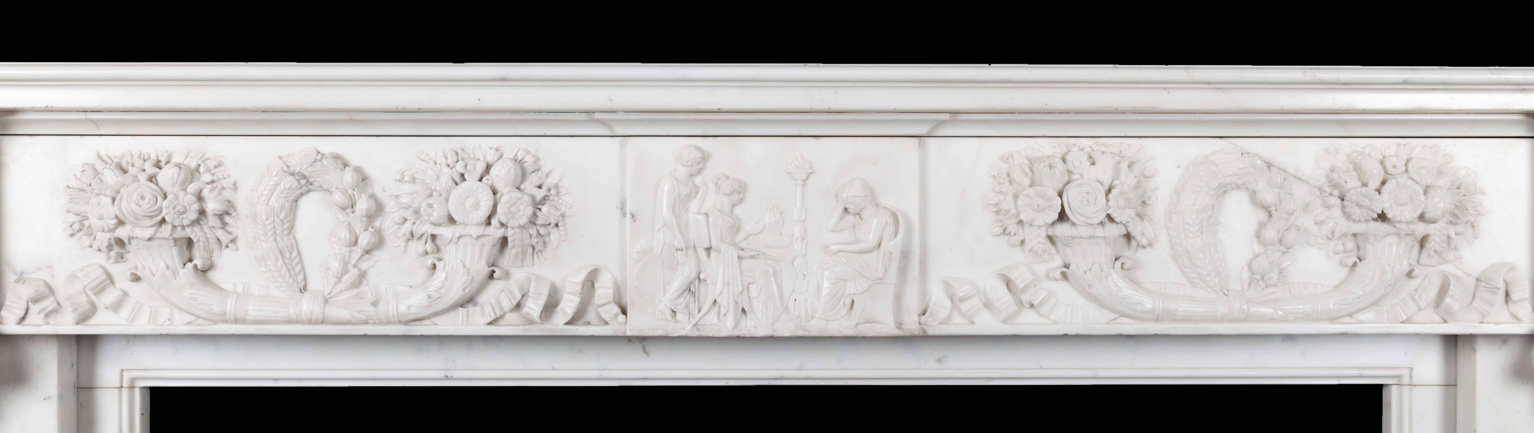 Neoclassical Antique Marble Fireplace