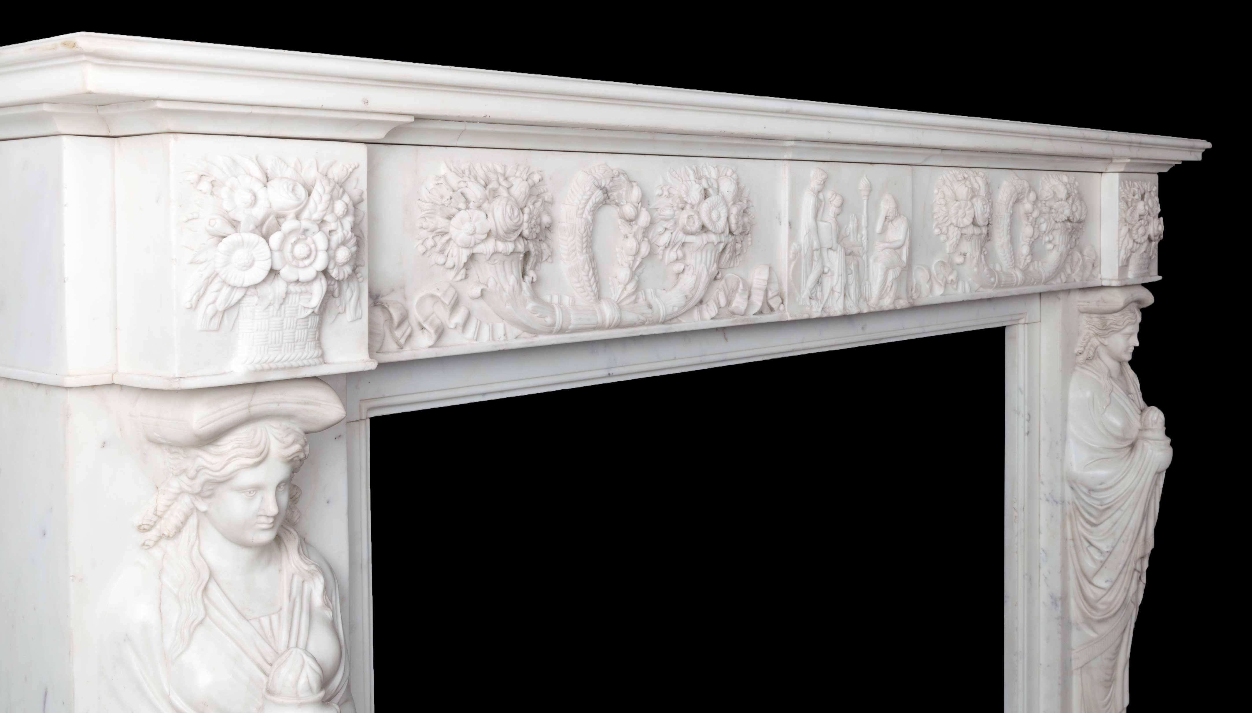 19th Century Antique Marble Fireplace