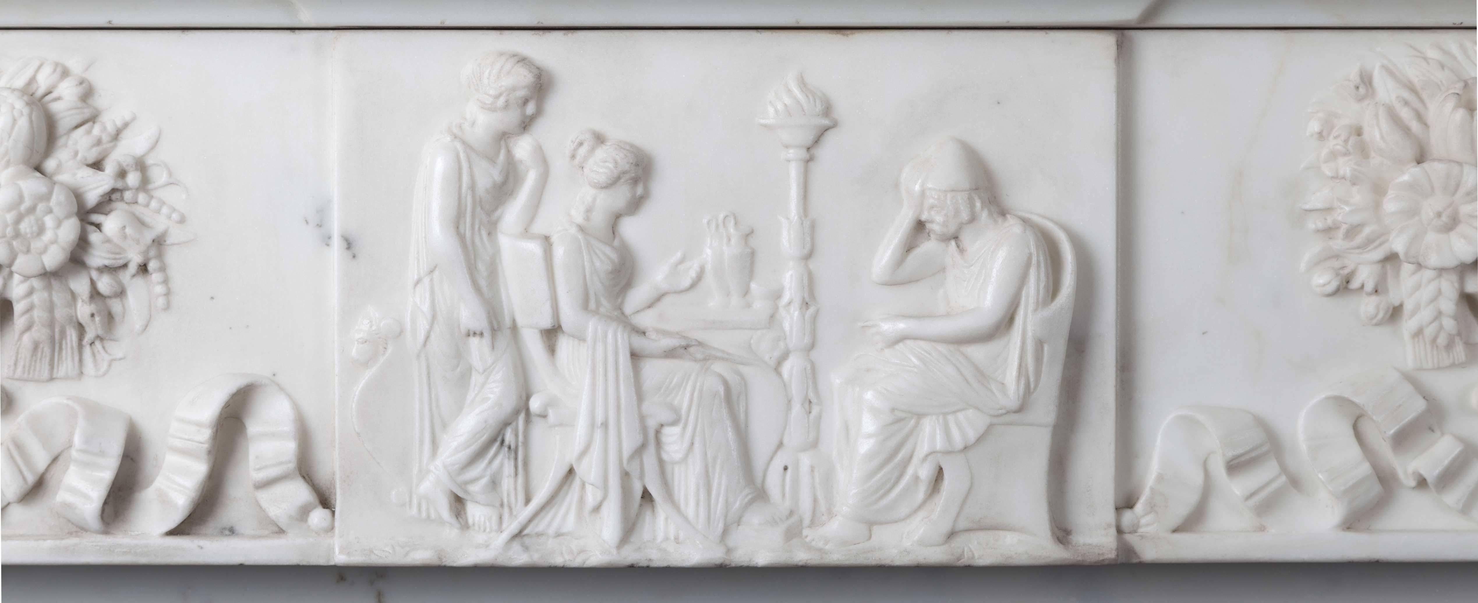 Carved Antique Marble Fireplace