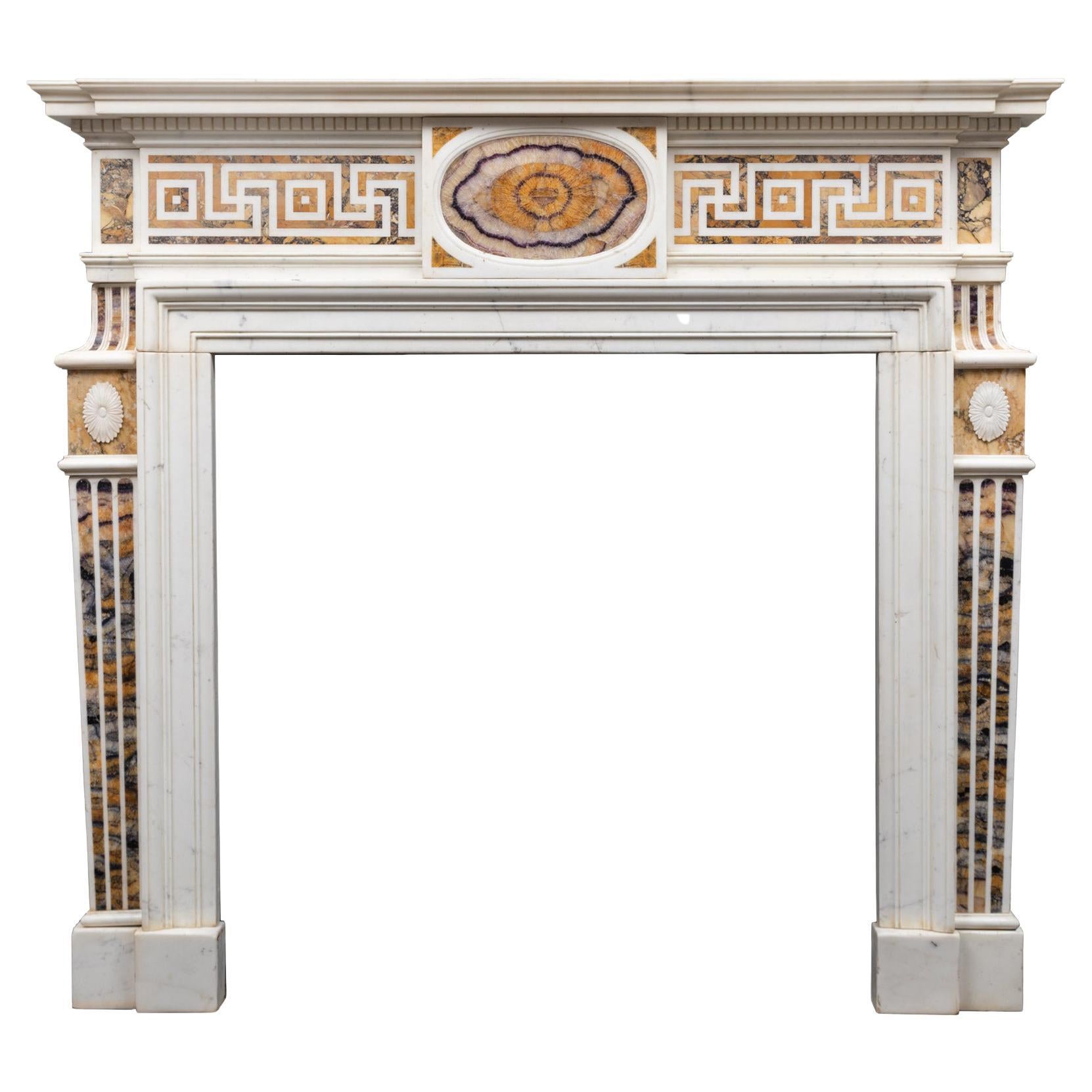 Blue John and Statuary Marble English Georgian Mantle