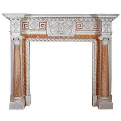 Antique Carved and Inlaid Marble Fireplace 4
