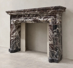 18th-century Italian fireplace mantel in Rosso Levanto marble