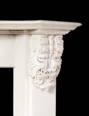 Antique Carved White Statuary Marble Fireplace