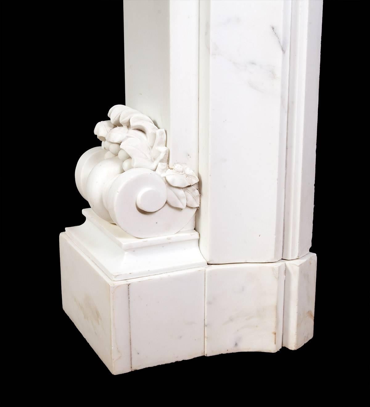 Antique Carved White Statuary Marble Fireplace In Excellent Condition For Sale In Tyrone, Northern Ireland