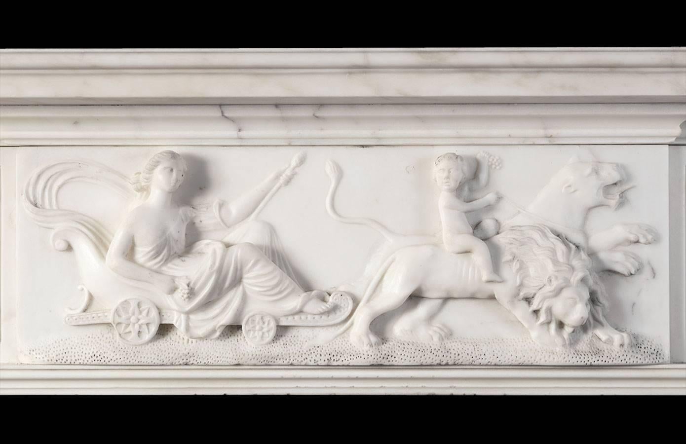 British Antique Regency Statuary Marble Fireplace For Sale