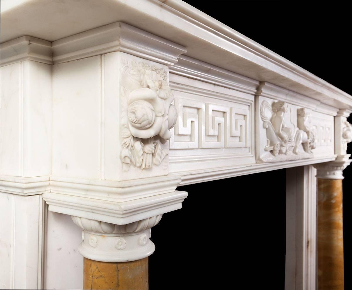 19th Century Antique Regency Statuary Marble Fireplace For Sale
