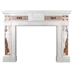 George III Neoclassical Statuary and Sienna Marble Fireplace