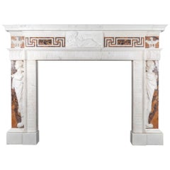 Used George III Neoclassical Statuary and Sienna Marble Fireplace