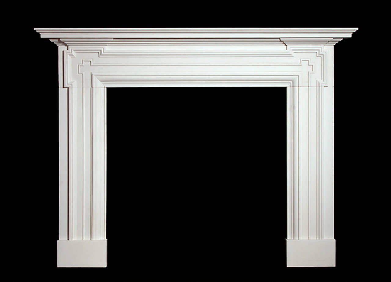 A very strong architecturally styled marble chimneypiece with geometric design, based on a model by one of Britain’s most influential architects, John Soane. His architectural style incorporated Palladian elements, as well as forms from Italian