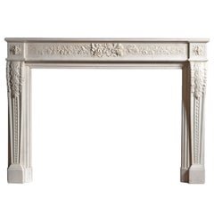 French Louis XVI Style Marble Fireplace