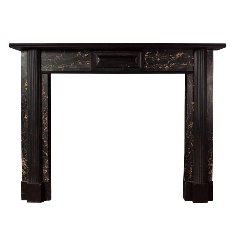 Regency Black and Portoro Marble Fireplace For Sale