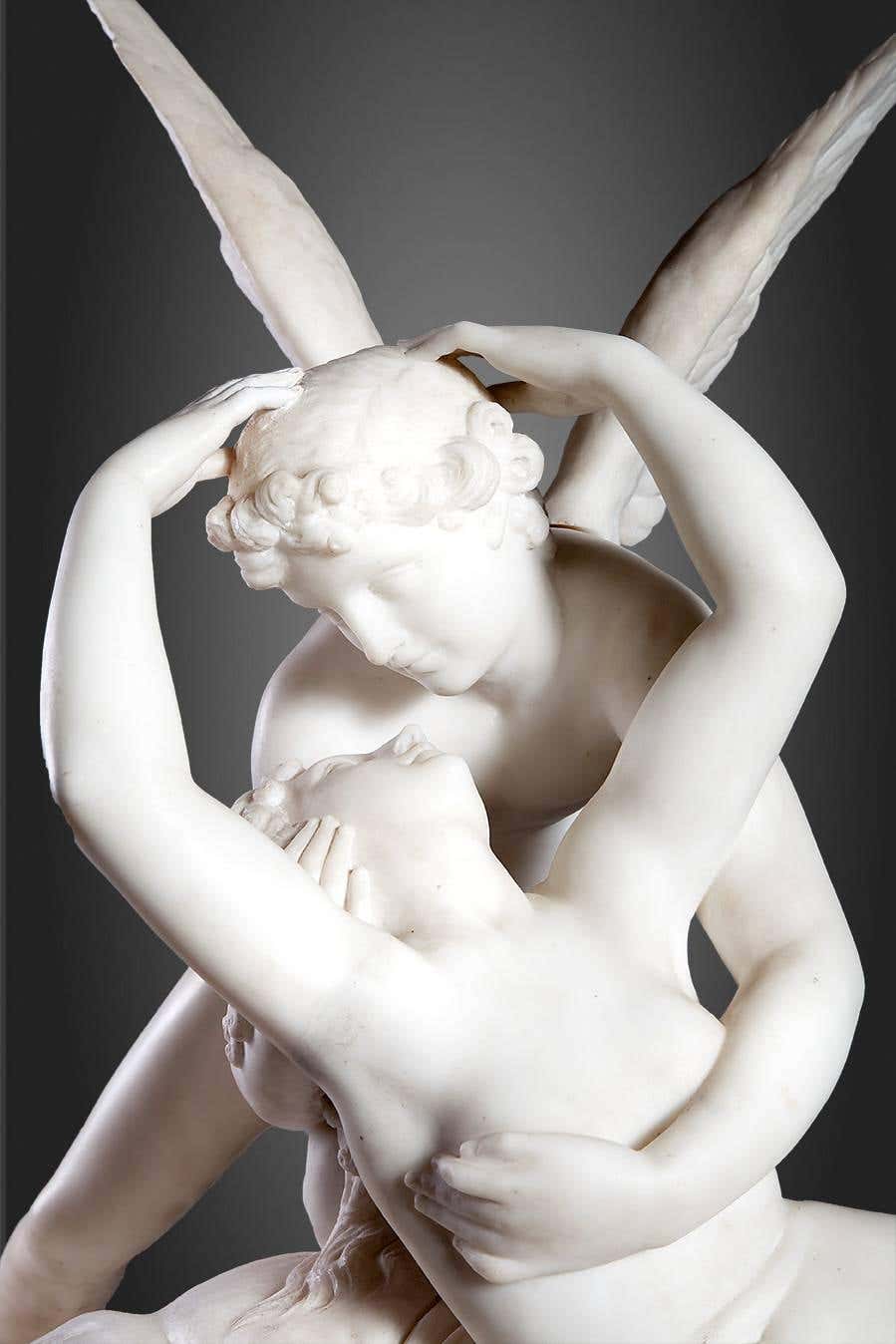 Italian Psyche Revived by Cupid’s Kiss Sculpture For Sale
