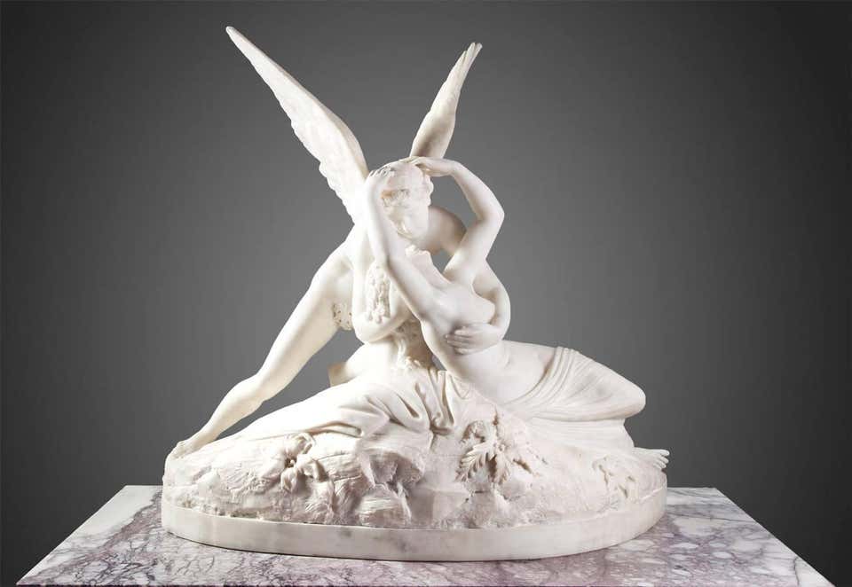 Psyche Revived by Cupid’s Kiss Sculpture In Good Condition For Sale In Tyrone, Northern Ireland