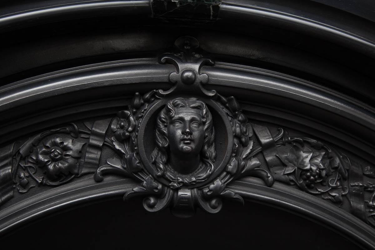 Carved Victorian Marble Fireplace and Cast Iron Insert