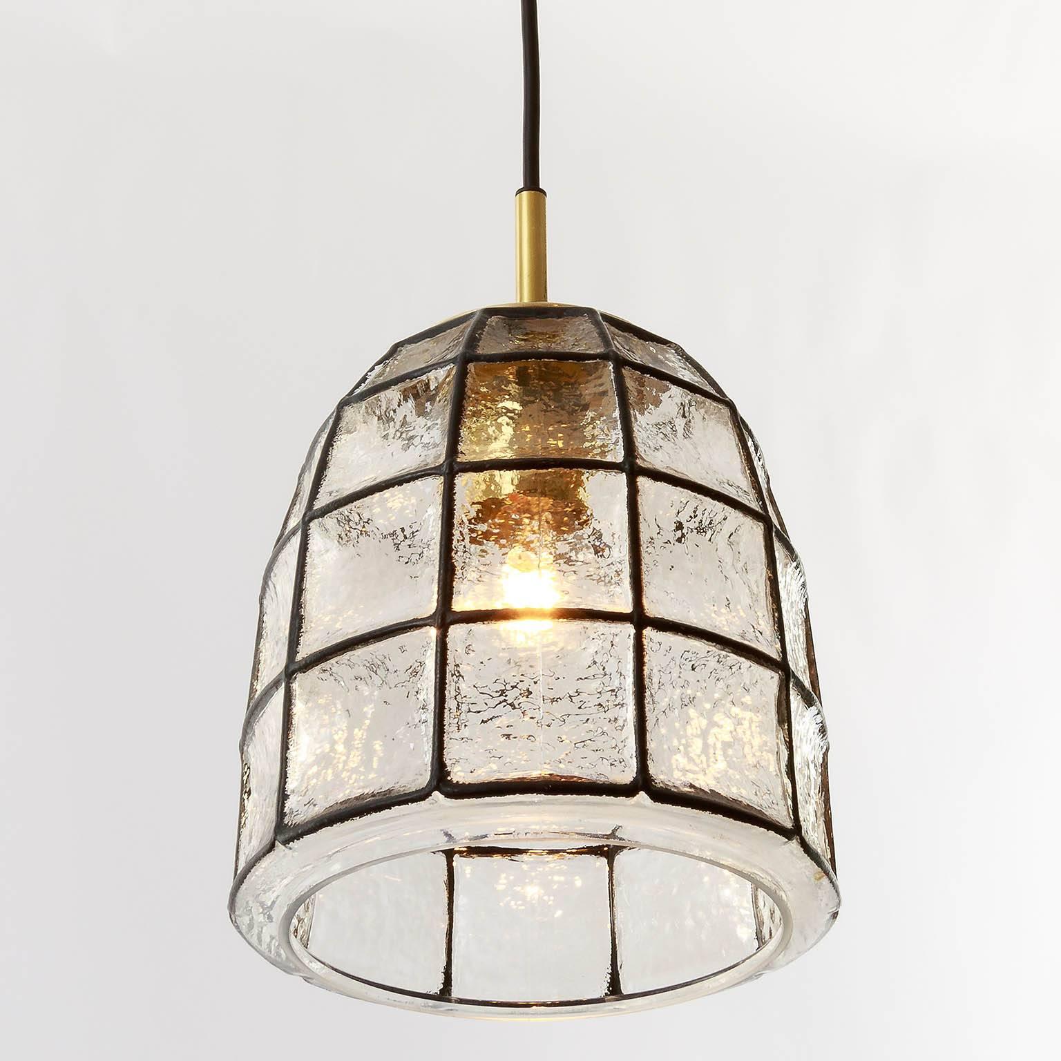 Limburg Iron Glass and Brass Pendant Light, 1960s 1