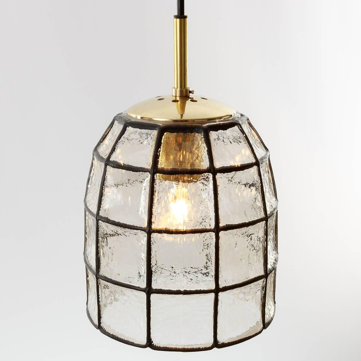 Mid-20th Century Limburg Iron Glass and Brass Pendant Light, 1960s