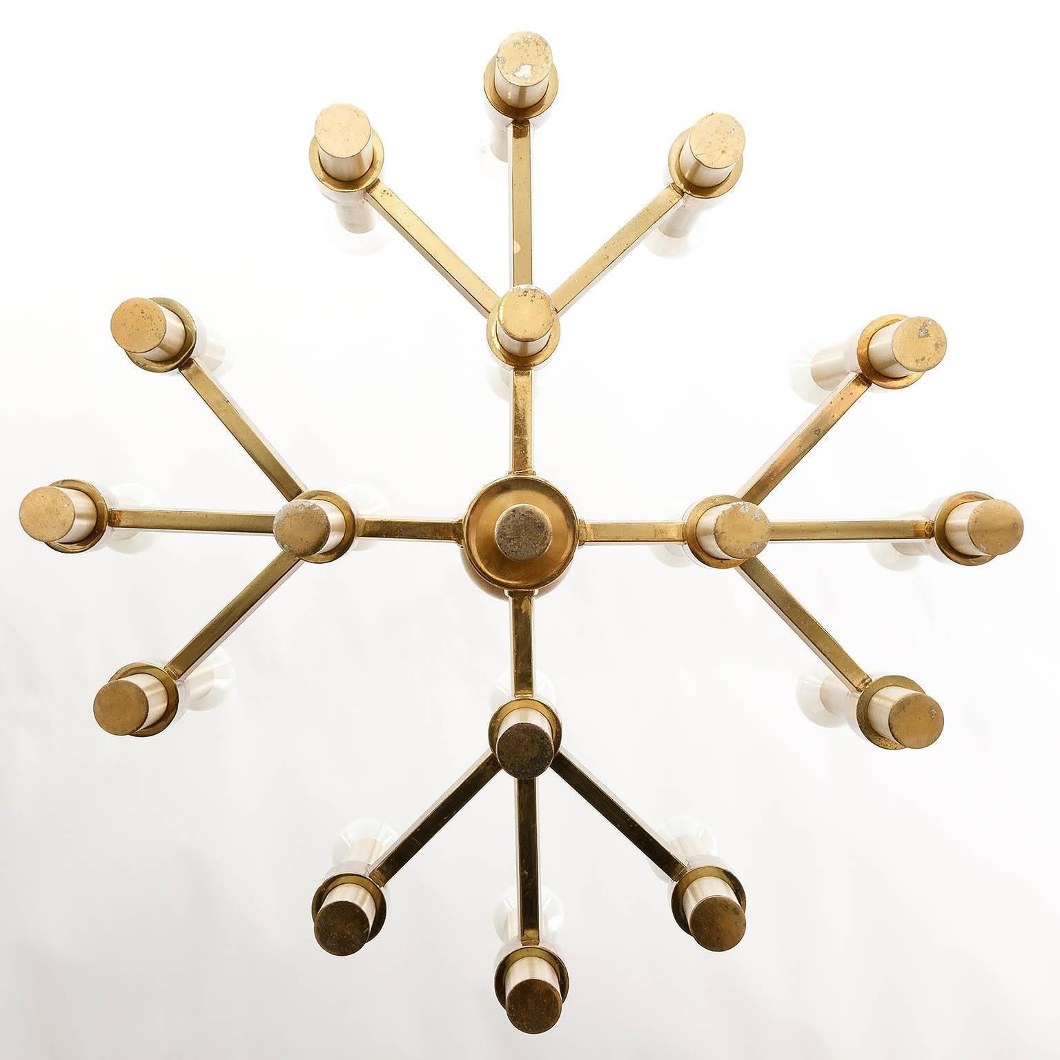 Sciolari Chandelier, Gilt Brass, Italy, 1970s 1