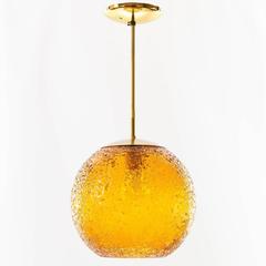 Pendant Light, Amber Tone Glass Globe, 1970s
