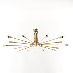 Huge Stilnovo Flush Mount Light, Brass Spider Sputnik, Italy, 1960s