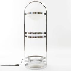 Floor Lamp by Vest Austria, Metal Chrome Opal White Acrylic Glass, 1970
