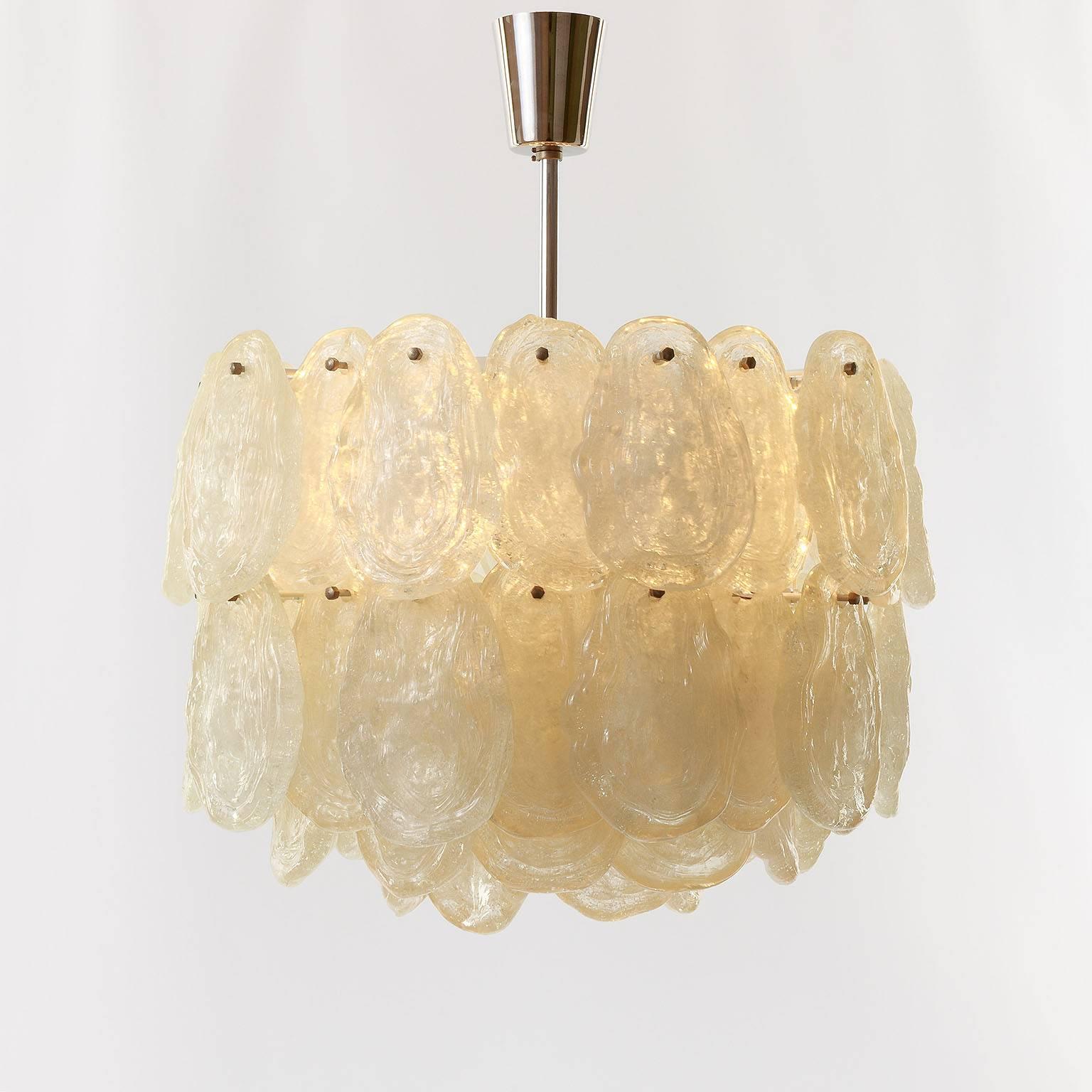 Lucite Nickel Chandelier Kalmar Style, 1970s In Good Condition In Hausmannstätten, AT