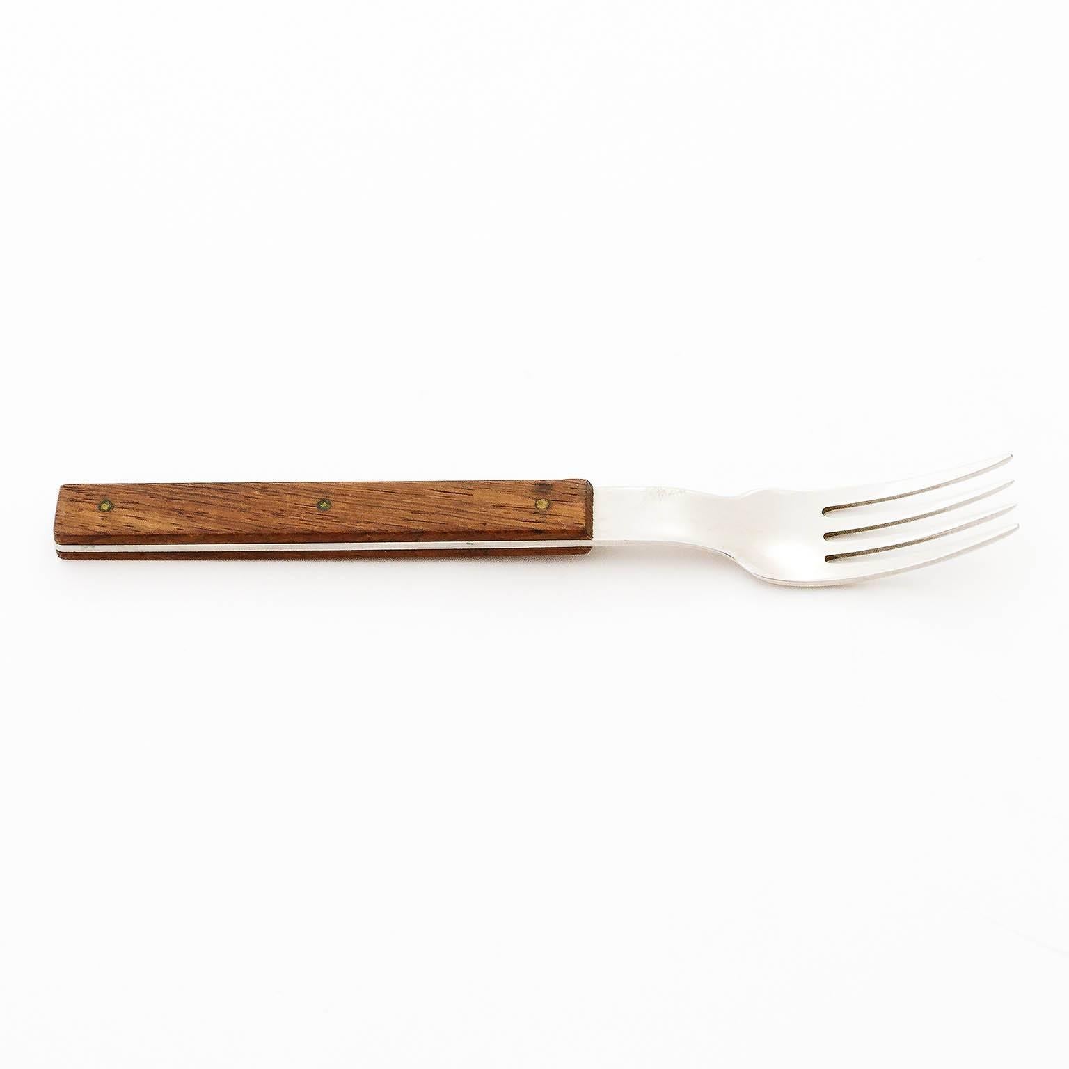Mid-20th Century Cutlery Flatware for 12 People, 48 Pieces, Nutwood, Amboss Austria, 1960s