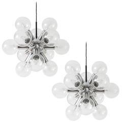 Two Kalmar Sputnik Chandeliers or Pendant Lights "RS 12", Aluminum Glass, 1970 12