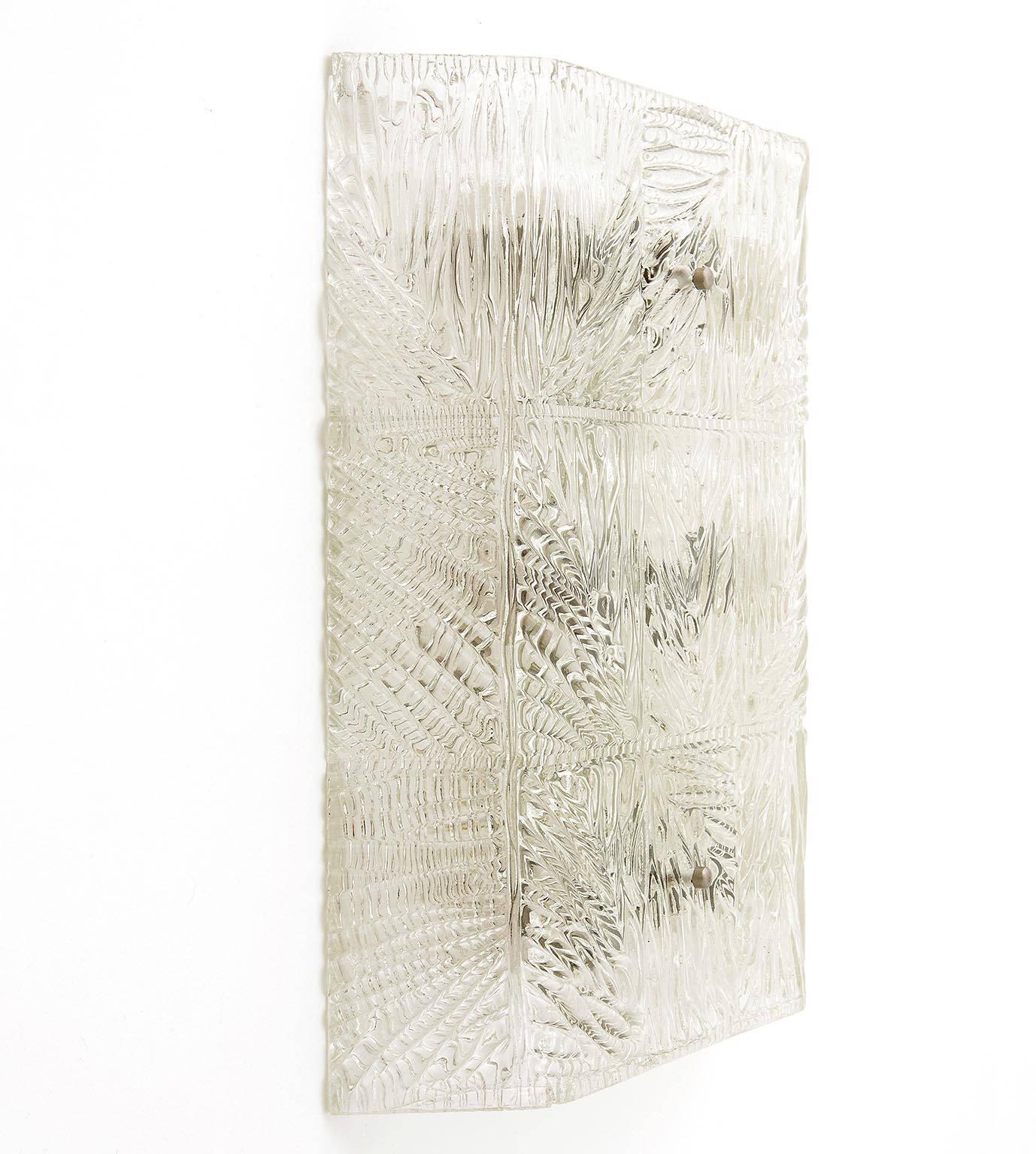 Mid-Century Modern Large Textured Glass Sconce, Austria, 1950s For Sale