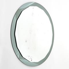 Round Scalloped Smoked Fontana Arte Style Mirror, Italy, 1960s