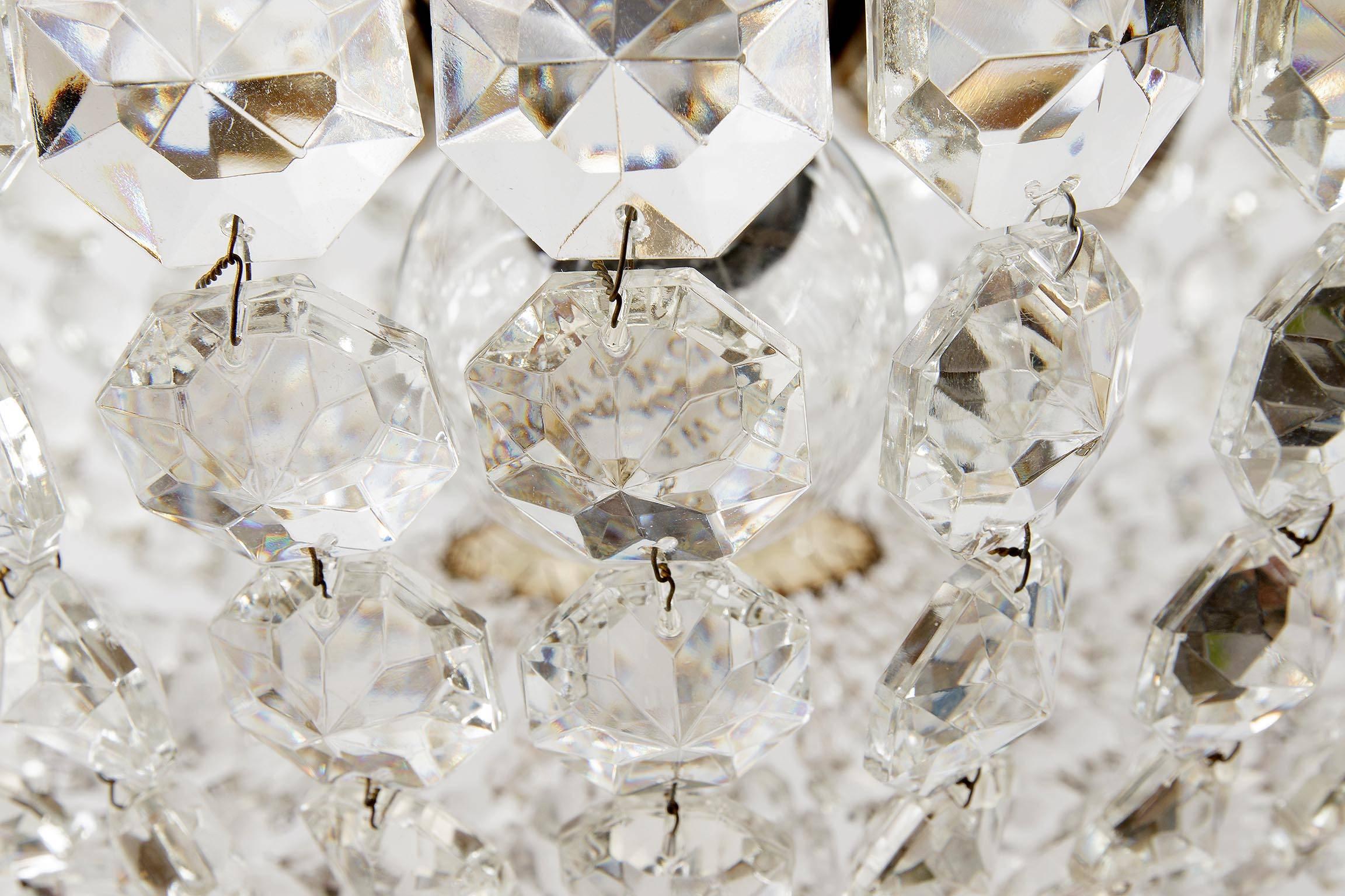 Bakalowits Pendant Light or Chandelier, Brass Nickel Crystal Glass, 1960s 2