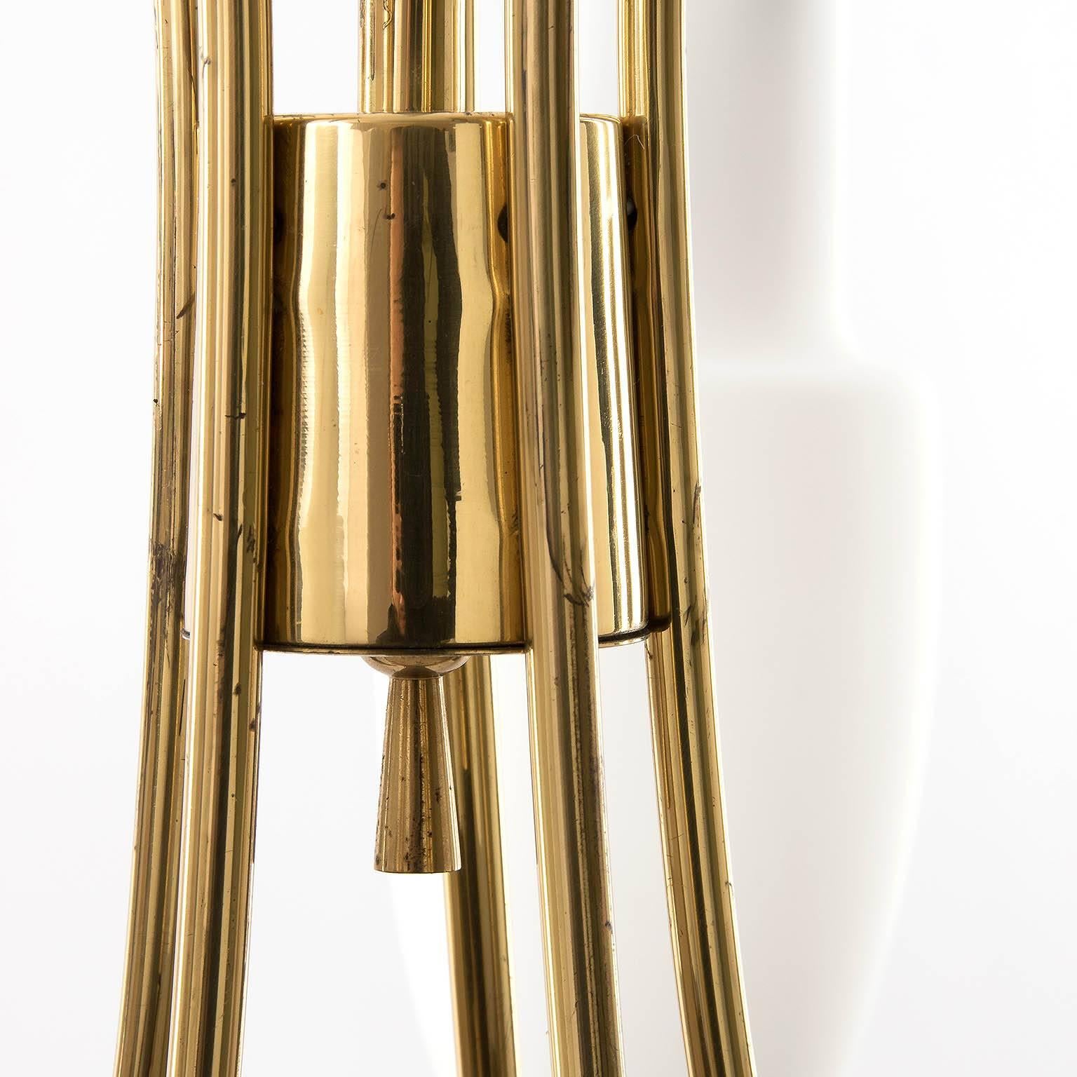 1960s Chandelier, Brass and Opal Glass by Rupert Nikoll, Austria 2