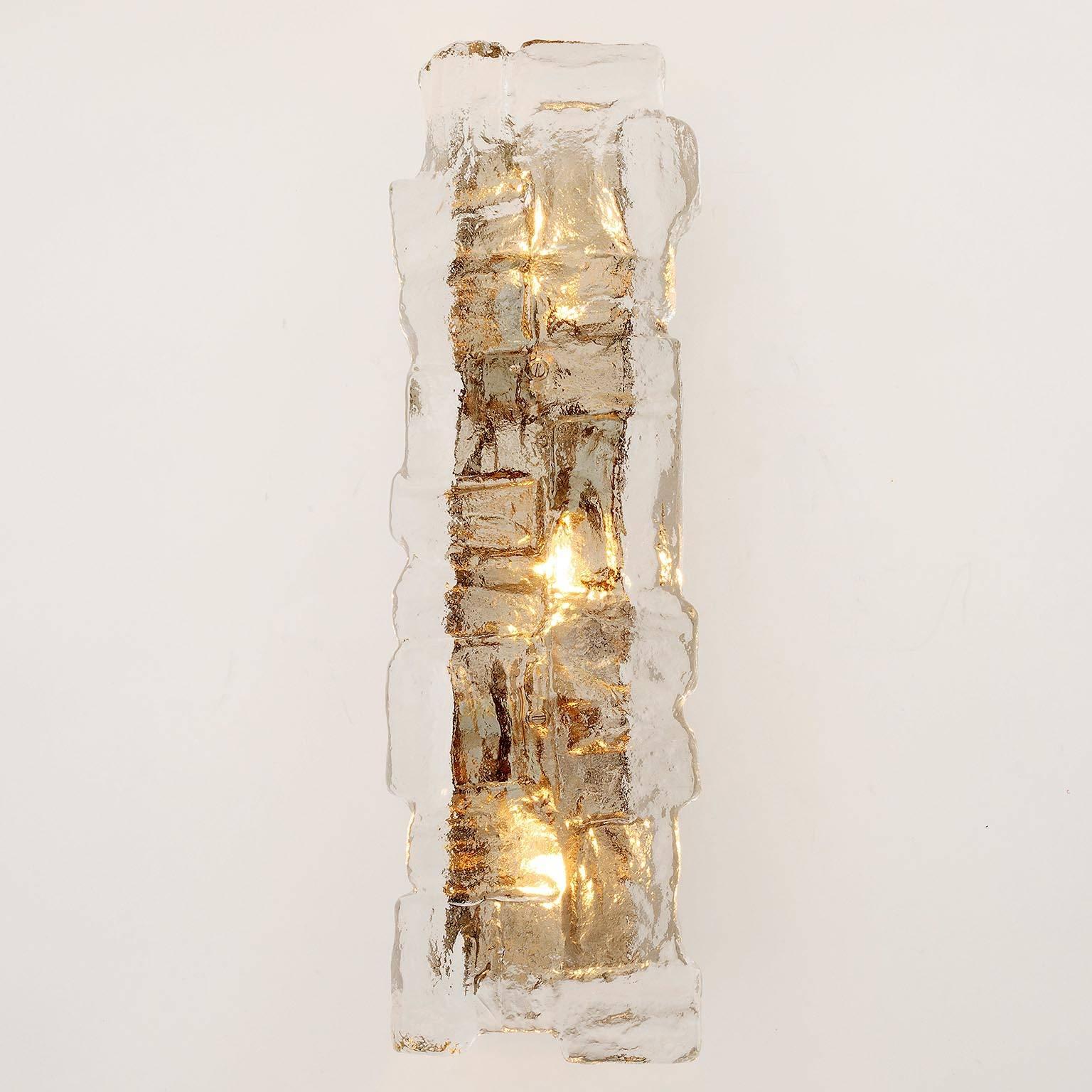 Large Kalmar Sconces, Nickel and Ice Glass, 1970 3