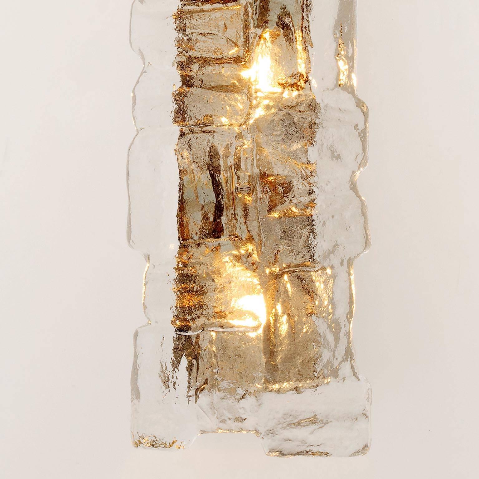 Large Kalmar Sconces, Nickel and Ice Glass, 1970 4
