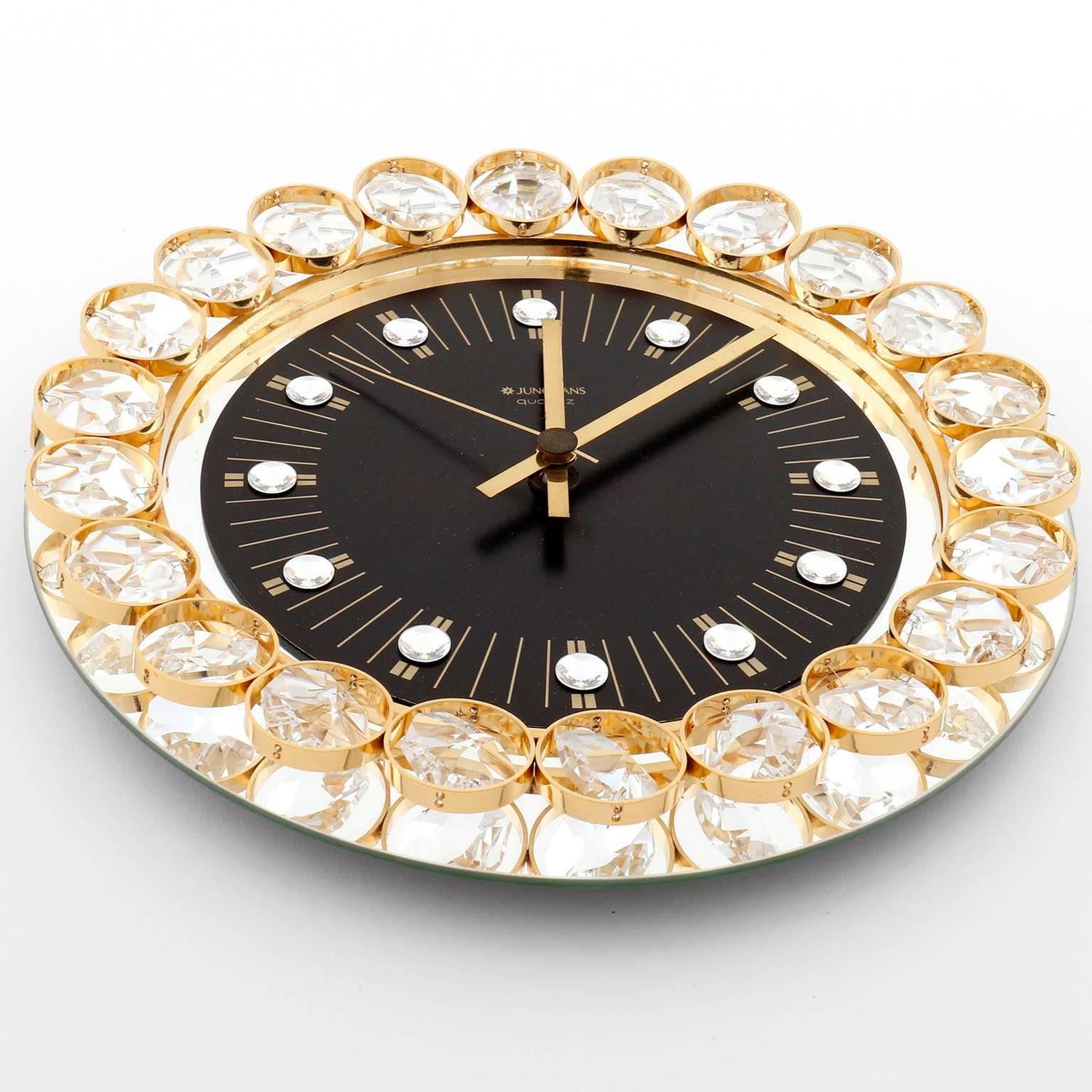 Wall Clock by Junghans, Germany, Gold Crystal Glass Mirror ...