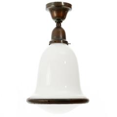 Art Deco Flush Mount Light by Peter Behrens, Siemens, Opal Glass, Germany, 1910