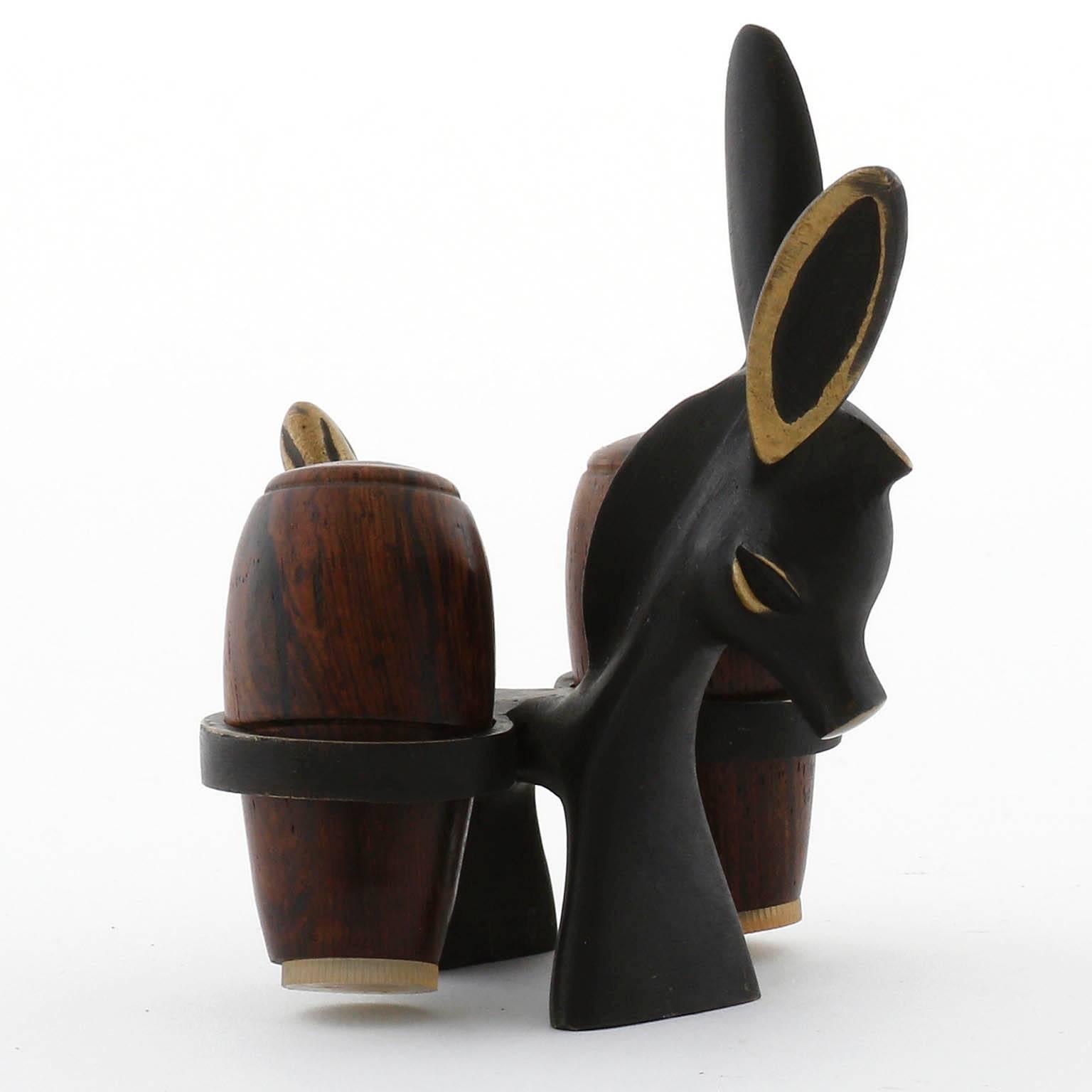 Mid-Century Modern Walter Bosse Salt and Pepper Donkey Set by Hertha Baller, Austria, circa 1950